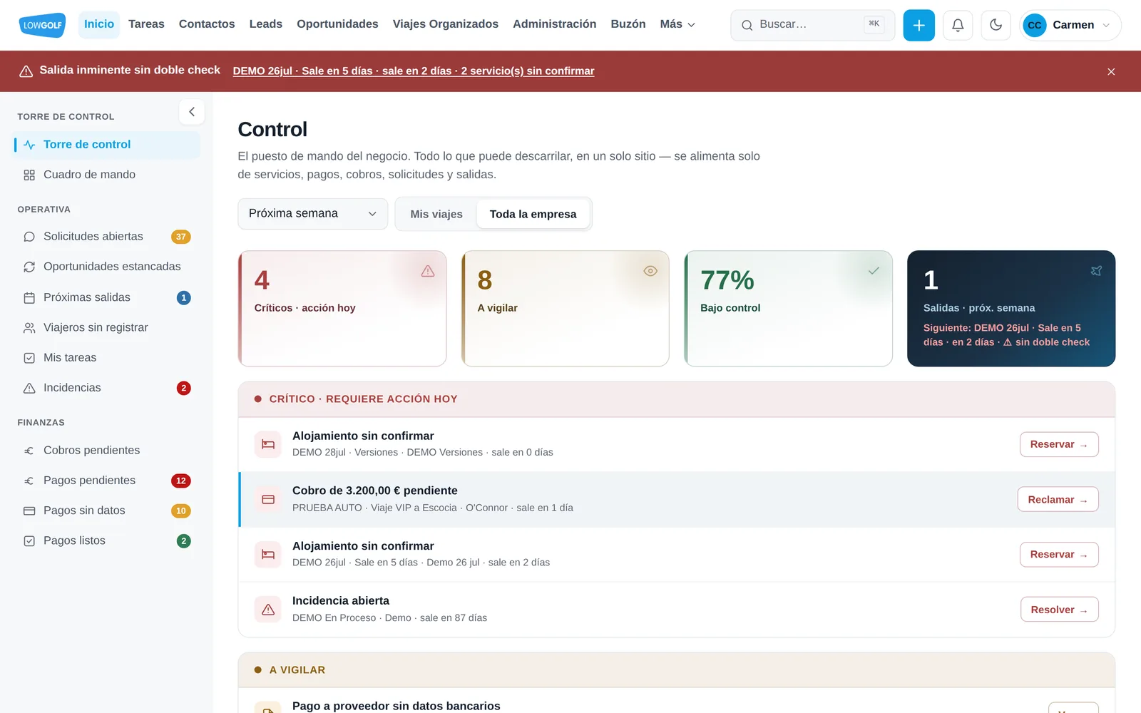 CRM a medida para Lowgolf Travel